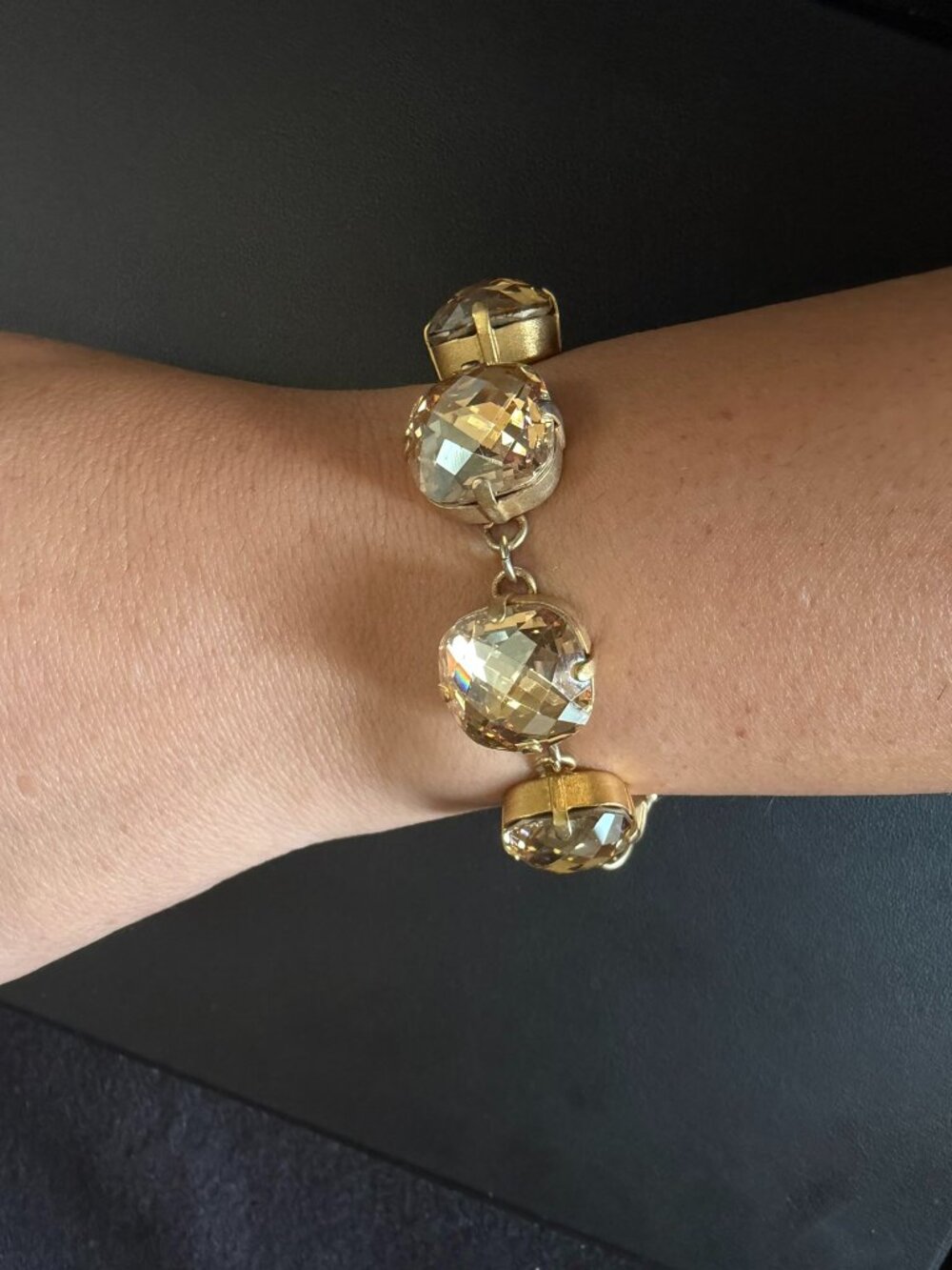 Catherine Popesco XL Champagne Swarovski Bracelet + FREE Earrings - Picture 7 of 10